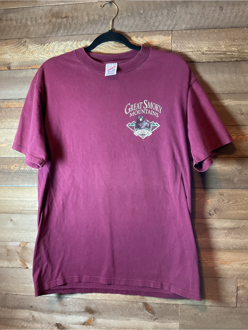 Vintage Great Smoky Mountains Gatlinburg Souvenir Maroon T-Shirt Men’s Large